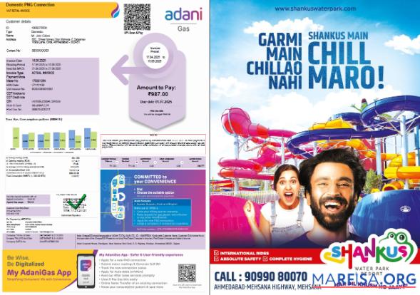 Downloadable India Adani Gas utility bill template in Word and PDF formats, 3 pages, 1 2 pages